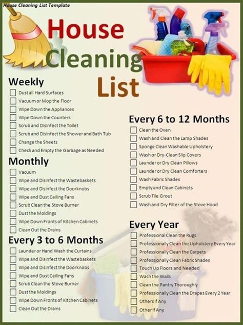weekly monthly yearly cleaning suggestions