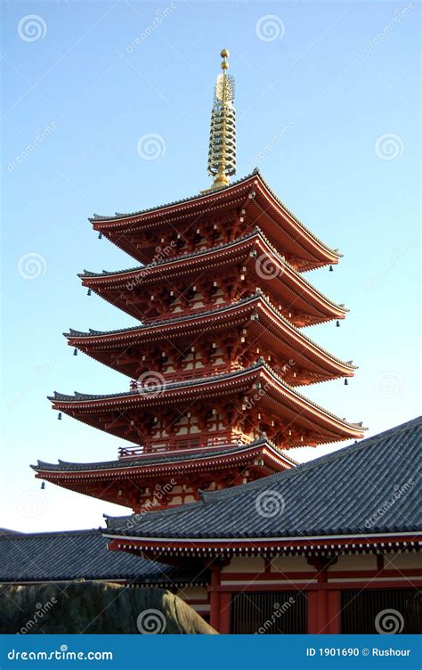 Pagoda Tower In Asakusa Japan Stock Photo Image Of Roof Building