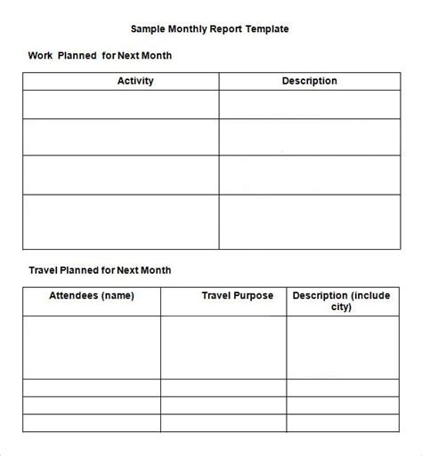 Monthly Report Template Free Word Templates