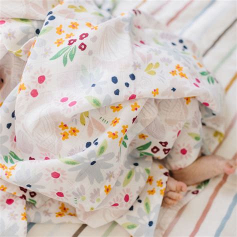 Loulou Lollipop Bamboo Muslin Swaddle Shell Floral Babylist Shop