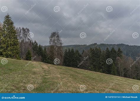 Landscape Near Bublava Ski Slope Village In Krusne Mountains In West