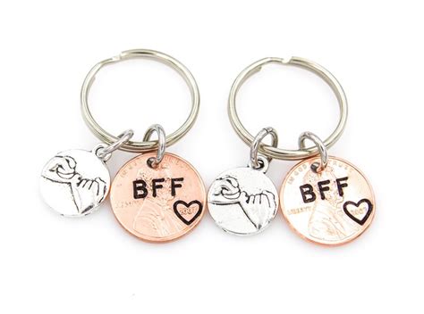 Best Friends Keychain Set Pinky Promise Keychains Matching Etsy