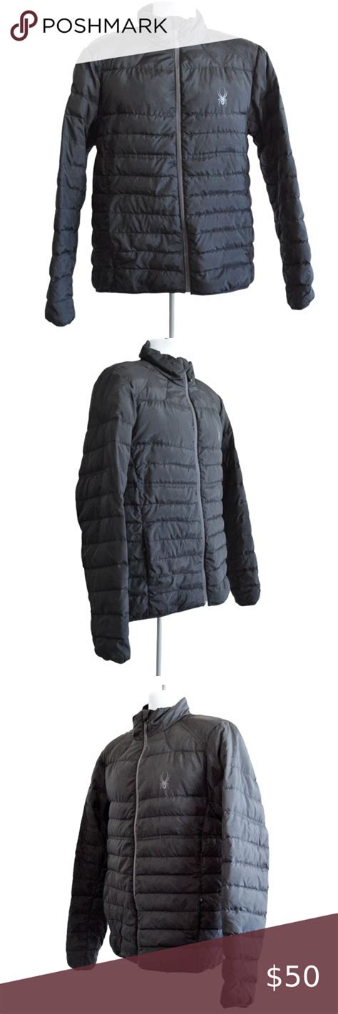 Spyder Prymo Down Filled Jacket Medium Mens Black Puffer Ski Coat Full