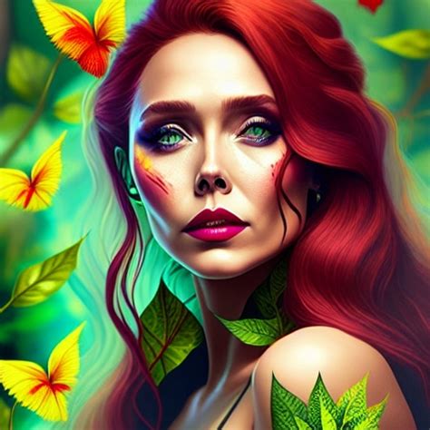 Elizabeth Olsen Poison Ivy Poorly Drawn Pixelated Compressed