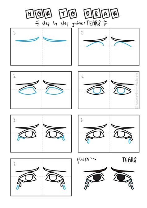 Step By Step Drawing Crying Eyes