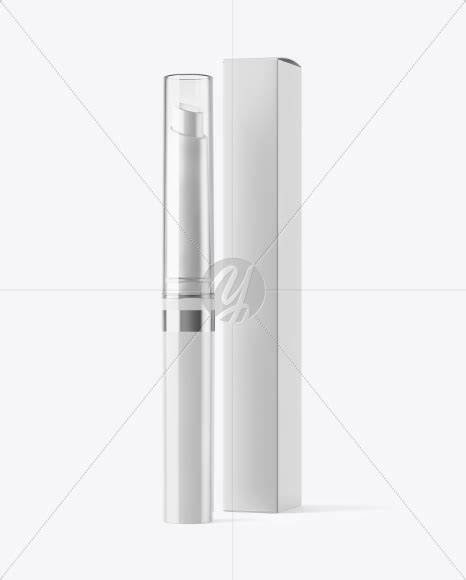 Download Glossy Lipstick with Box Mockup in Box Mockups on Yellow Images Object Mockups