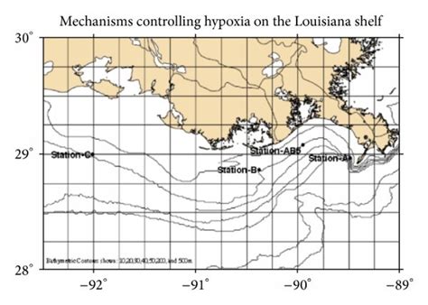 Sampling Sites In Gulf Of Mexico Hypoxic Zone On Louisiana Continental