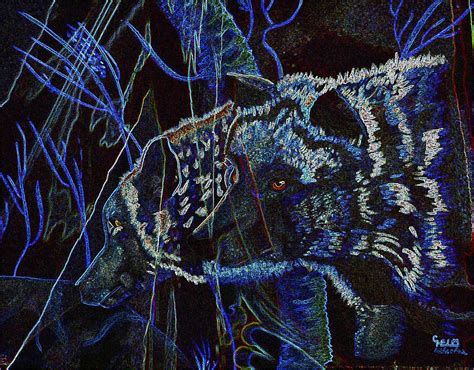 Electric Blue Wolves With Indians Digital Art By Mayhem Mediums Pixels