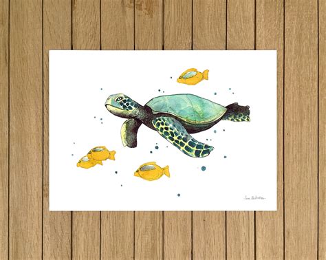 Sea Turtle Turtle Ocean Giclée Print Watercolor Etsy Watercolor