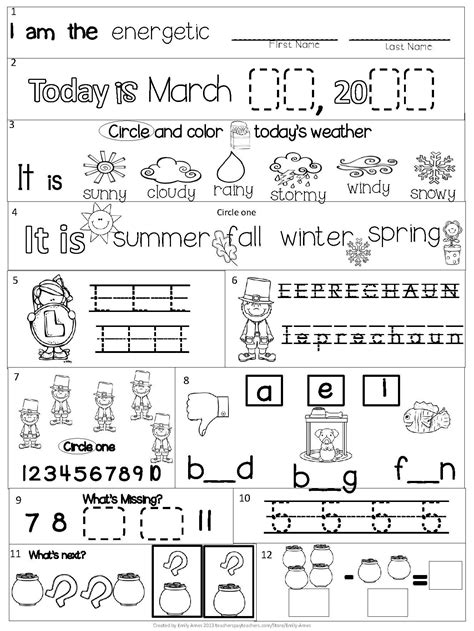Morning Math Worksheet Kindergarten