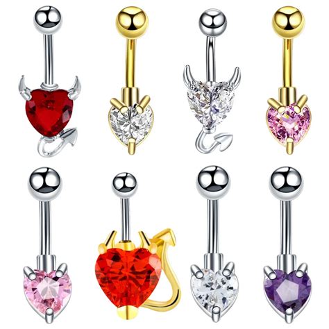 1pc Sexy Crystal Heart Navel Piercing Jewelry Stainless Steel Dangle Belly Bars Belly Button