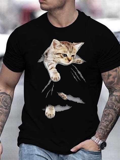 men s unisex tee t shirt hot stamping cat graphic prints plus size round neck casual daily print