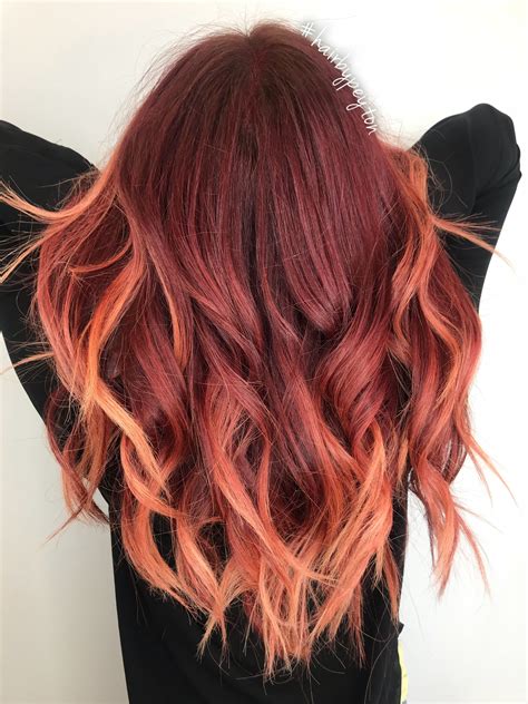 Sunburst Red To Copper Hair Balayage Red Balayage Hair Red Hair Color Balayage Hair