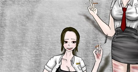 スパンキング 체벌 후 담배피는 현정 体罰後タバコを吸う女子高生 kojhのイラスト pixiv