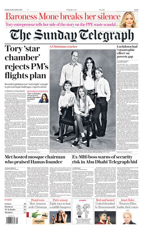 Sunday Telegraph Front Page 10th Of December 2023 Tomorrow S Papers Today