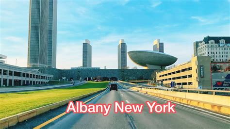 driving downtown albany new york ny usa best panorama view of empire state plaza youtube
