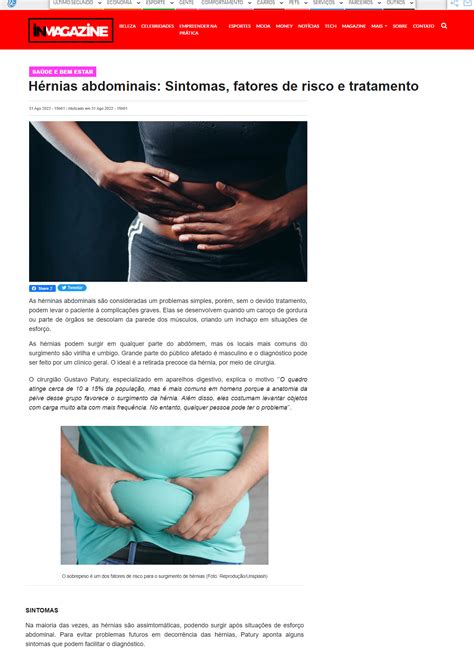 Inmagazine Hérnias Abdominais Sintomas Fatores De Risco E