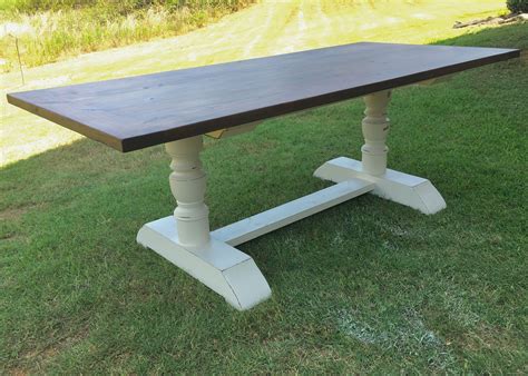 Kitchen & dining room tables. Hand Made Pedestal Style Farmhouse Dining Room Table by ...