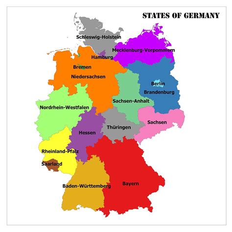 By denmark in the north; States of Germany - MapUniversal