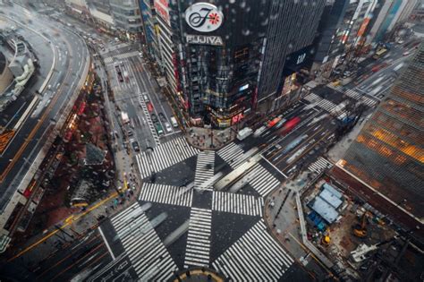 Download 2560x1440 Japan Tokyo Ginza Street Construction Top View Raining Wallpapers For