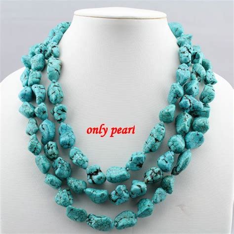 Turquoise Necklace Inches Row Chunky By Onlypearl On Etsy