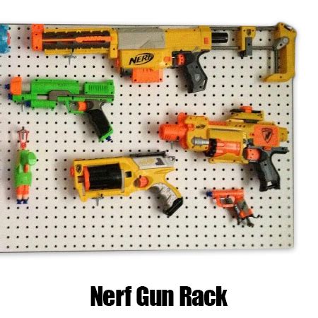 As a kid, i strapped a nerf gun to my bicycle so i could dive bomb the neighborhood kids, while traveling—i imagined—at five times the speed of sound. Nerf Gun Rack backing board - White Faced Perforated ...