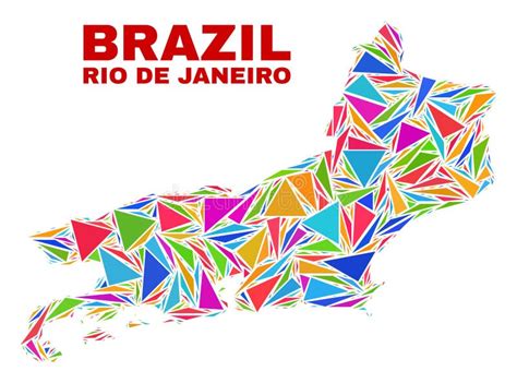 Rio De Janeiro State Map Mosaic Of Color Triangles Stock Vector