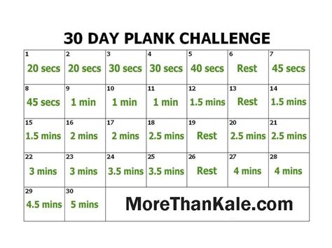 Innovative 30 Day Plank Challenge Printable Calendar Abs And Core
