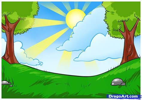 How To Draw Day Easy Scenery Drawing Scenery Drawing For Kids