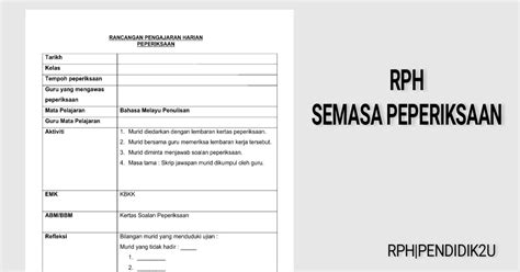 Jabatan pelajaran negeri melaka tingkatan 4 2009 examiner's code. Contoh RPH Semasa Peperiksaan - Jahidih Saili