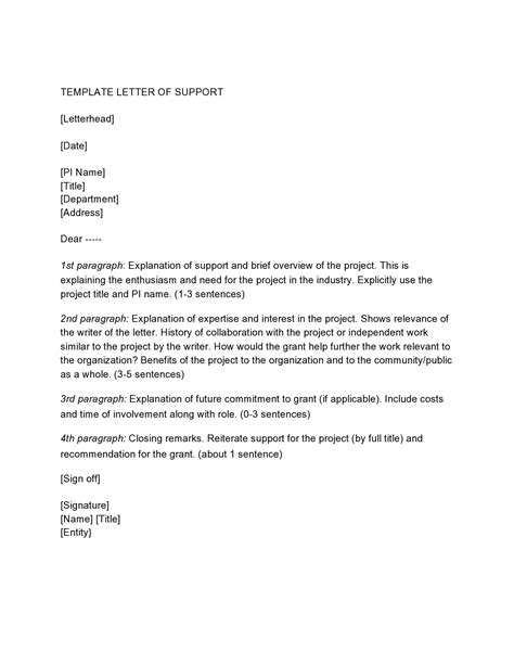 Letter Of Support Template Word