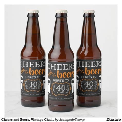 Cheers And Beers Vintage Chalkboard Birthday Beer Bottle Label Beer
