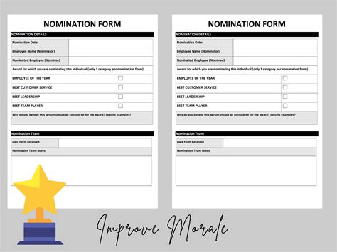 Employee Recognition Award Nomination Template Word Editable Etsy Uk