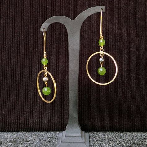 Items Similar To Goldplated Silver Round Hoops With Aventurine Green
