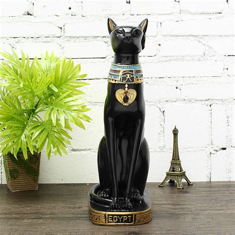 15 vintage egyptian bastet cat goddess resin figurine black cat pharaoh statue decorations at