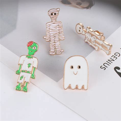 Skeleton Zombie Skull Ghost Soft Enamel Pins Brooches For Men Women Hat Bag Jackets Accessories