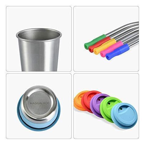 Kids Stainless Steel Cups 12 Oz With Silicone Lids And Straw 5 Pack Drin