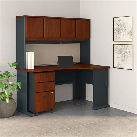 Consider adding a corner desk from sauder® to your home office. Series A Right Corner Desk with Hutch and File Cabinet in ...