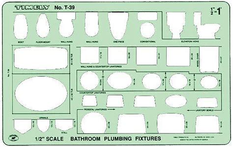Scale 1 4 pickett house article of furniture index number 1 4 scale sku. Timely T-39 Bathroom Plumbing Fixtures Drawing Template ...