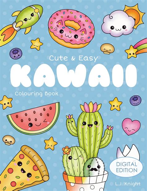 Cute And Easy Kawaii Colouring Book Printable Pdf Download Etsy