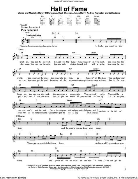Hall Of Fame Sheet Music For Guitar Solo Chords Pdf