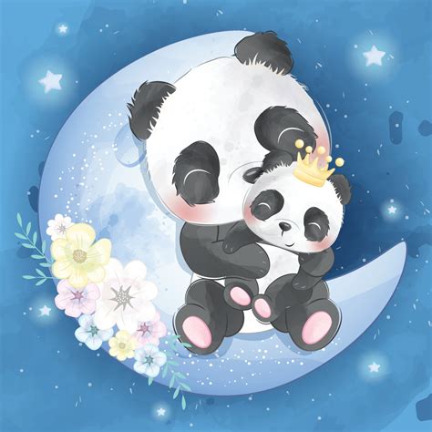 Cute Panda Mother And Baby Illustration 2067991 Vector Art At Vecteezy