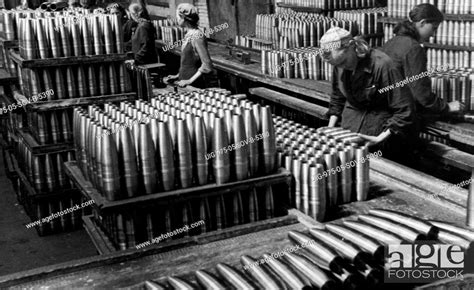 Civilian Women Making Artillery Shells At A Munitions Factory In