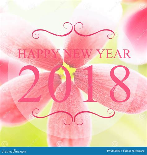 Happy New Year 2018 Year On Beautiful Flower Blur Background Pi Stock