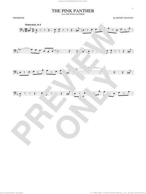The Pink Panther Sheet Music For Trombone Solo Pdf Interactive