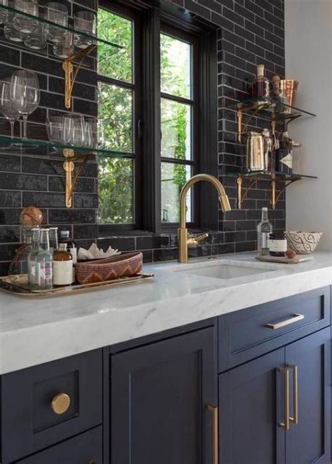 Dark grey kitchen cabinets with copper handles 3. 02 navy kitchen cabinets with brass handles and details ...