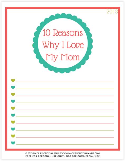 What I Love About Mom Printable Printable Word Searches