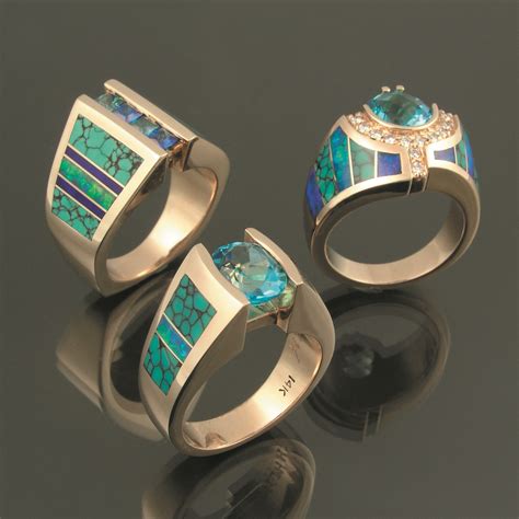 Turquoise Inlay Rings Turquoise Ring Engagement Turquoise Rings