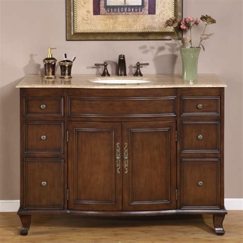 Whether you have a small powder room that needs a classic pedestal sink or you have a double vanity in the master bath that needs a. 48 Inch Antique Brown Single Sink Bathroom Vanity with ...