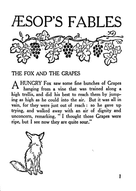 The Fox And The Grapes By Aeops Fables Illustrated By Charles Crane